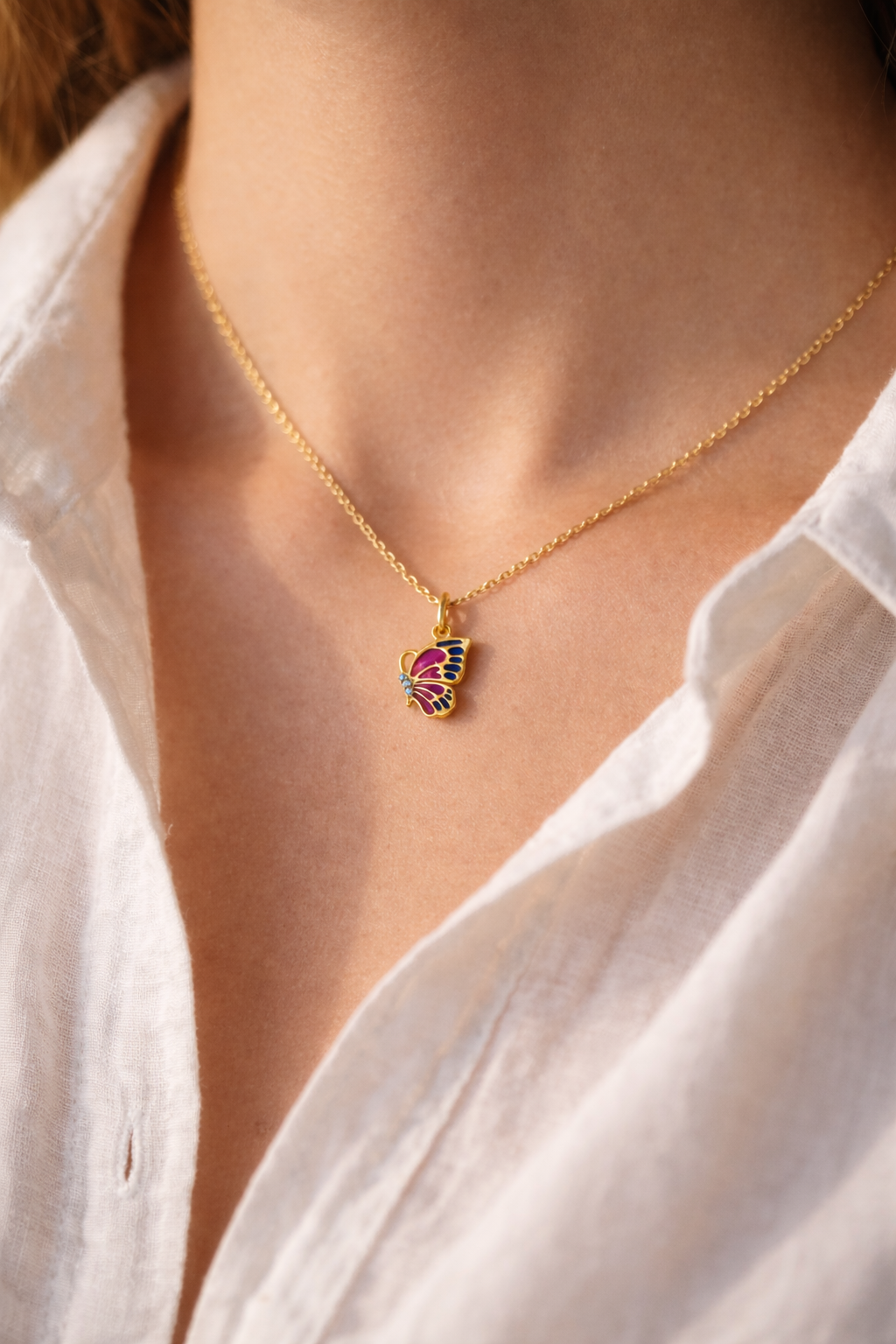 Enamel Butterfly Necklace