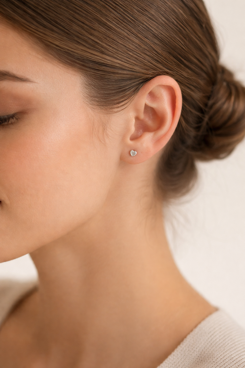 Silver Heart Stud Earrings