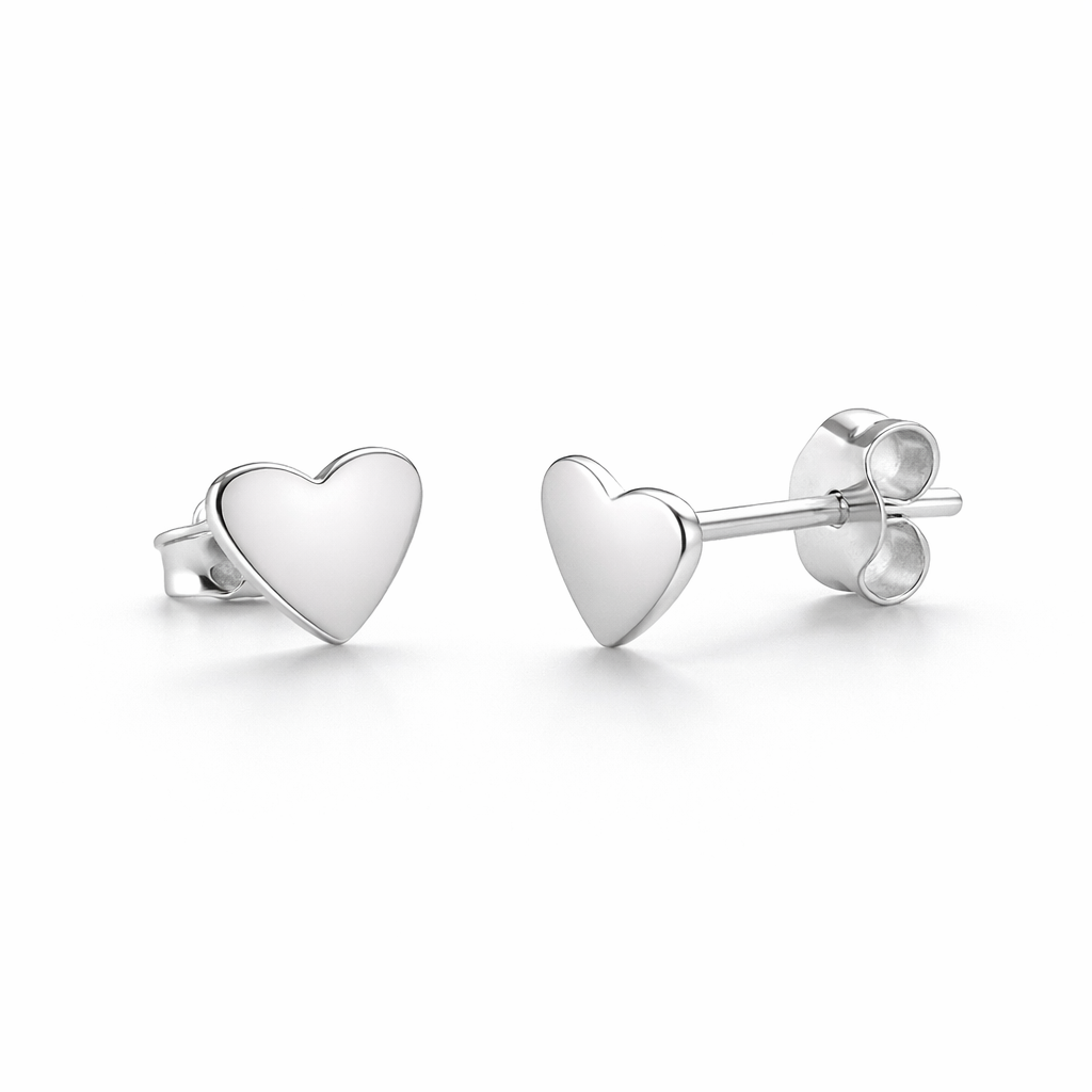 Silver Heart Stud Earrings