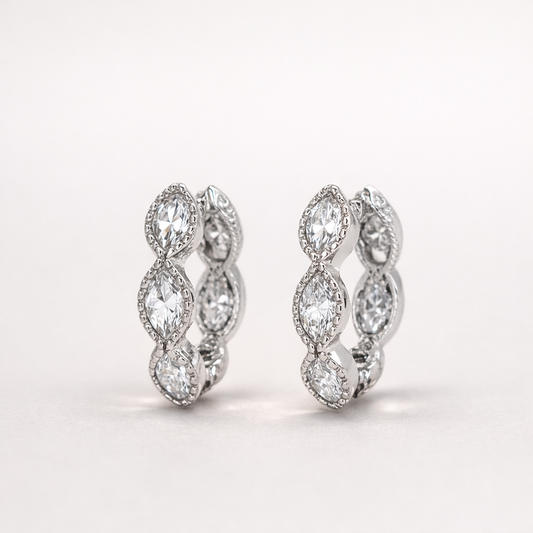 Marquise Cut Hoop Earrings