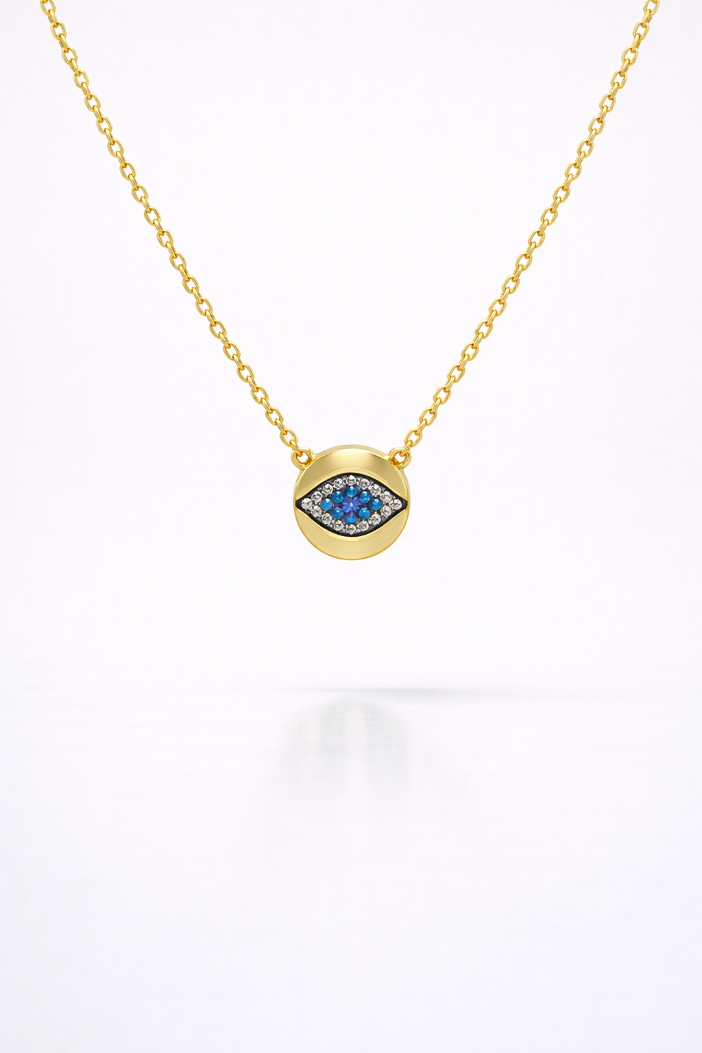 Gold Disc Evil Eye Necklace