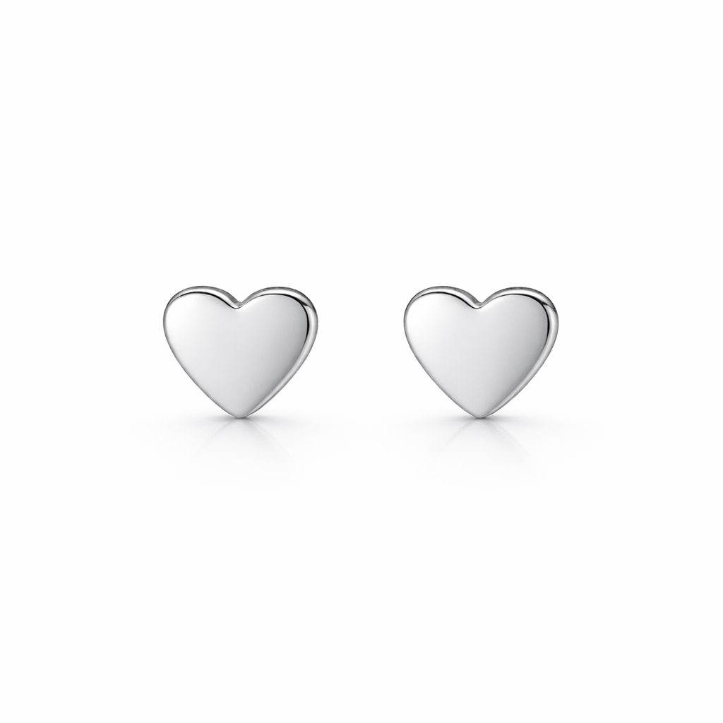 Silver Heart Stud Earrings