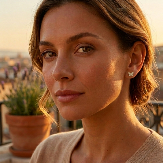 Golden Butterfly Studs