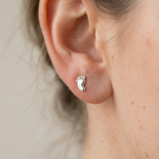 Baby Footprint Stud Earrings