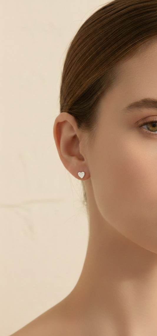 Silver Heart Stud Earrings