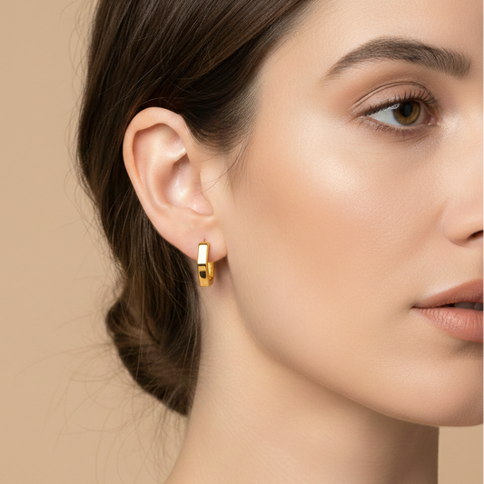 Hexagon Huggie Hoops