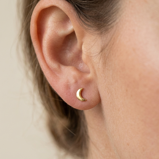 Crescent Moon Stud Earrings